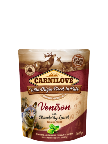 Carnilove Dog Pouch Paté Venison with Strawberry Leaves 300g - 1